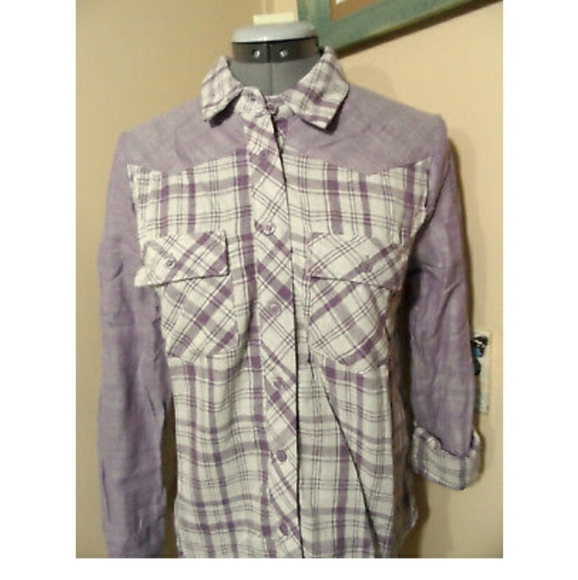 Nwt NAMELESS Plaid Gingham Button up Shirts Violet or Blue long sleeve Western - Picture 6 of 10